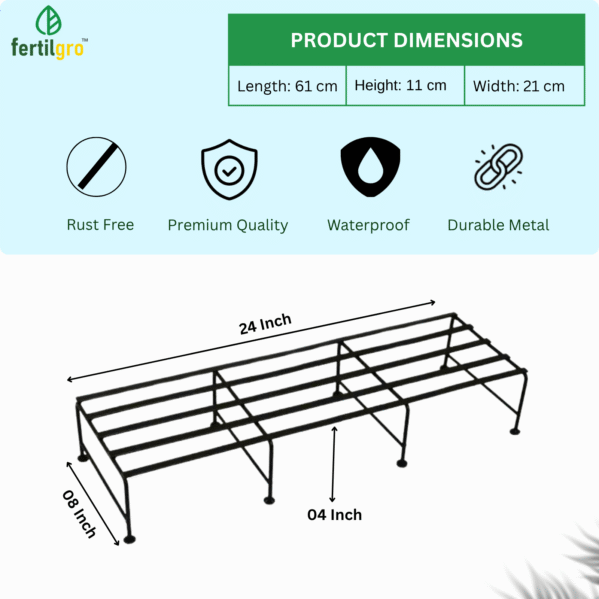FERTILGRO Stylish Ultra-Strong Black Metal Plant Stands (Pack of 4) - Image 4