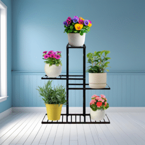 FERTILGRO Elegant Black Premium Metal Flower Pot Stand (Pack of 1)