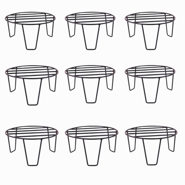 FERTILGRO Premium Sleek Metal Black Plant Stands (Pack of 9)