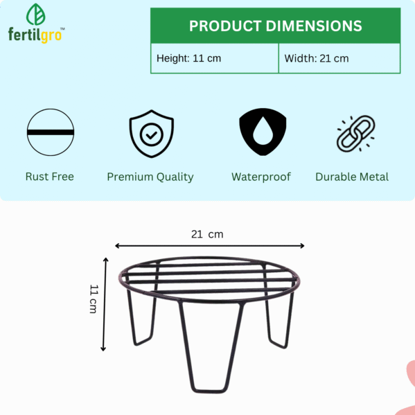 FERTILGRO Premium Sleek Metal Black Plant Stands (Pack of 9) - Image 4