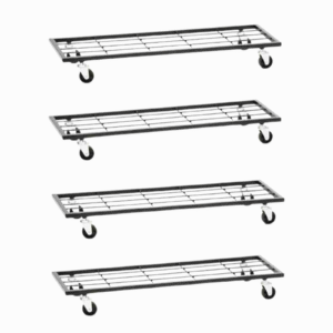 FERTILGRO Modern & Durable Glossy Black Metal Planter Stands (Pack of 4)