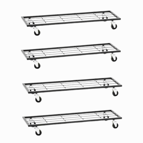FERTILGRO Modern & Durable Glossy Black Metal Planter Stands (Pack of 4)