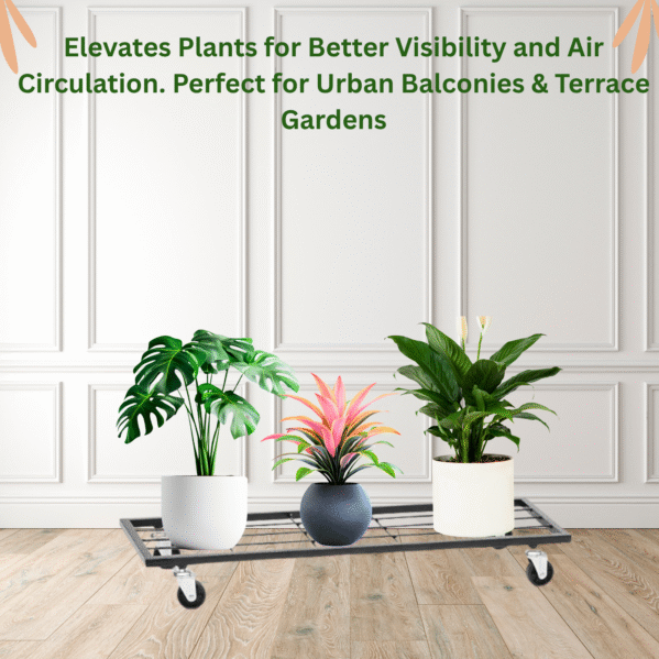 FERTILGRO Modern & Durable Glossy Black Metal Planter Stands (Pack of 4) - Image 4
