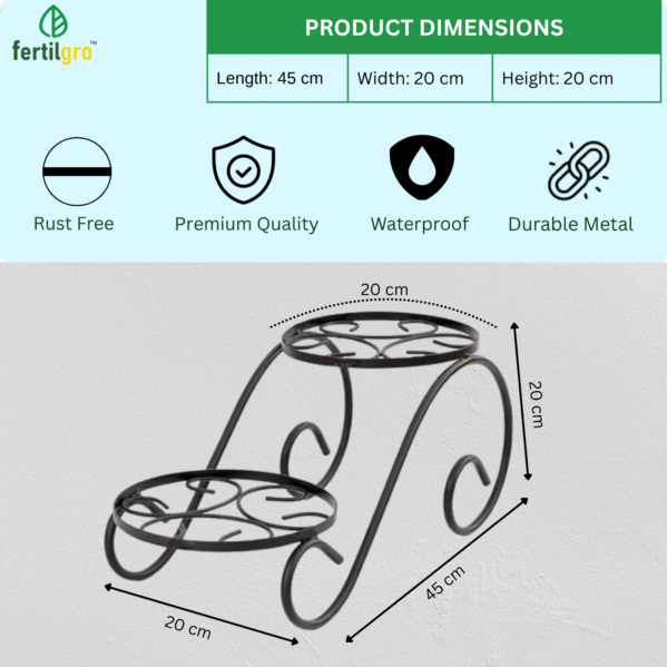 FERTILGRO Elegant Iron Plant Stand for Potted Plants (Pack of 2) - Image 4