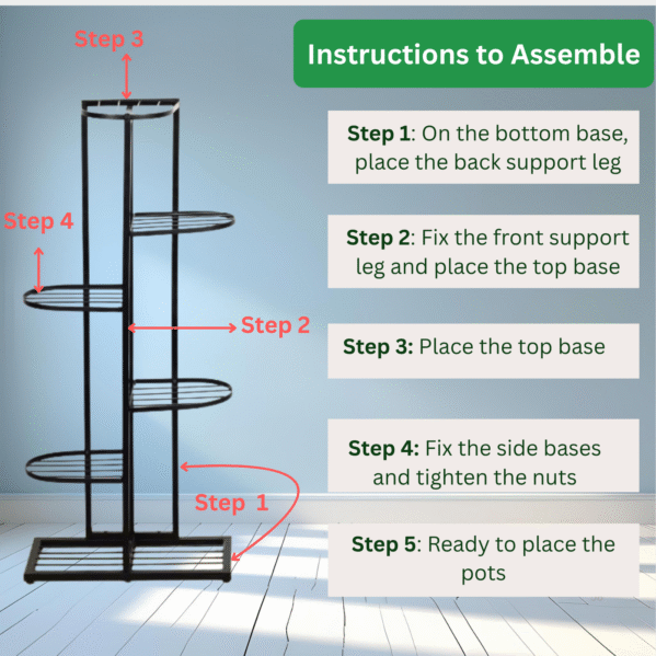 FERTILGRO 7-Tier Black Vertical Garden Stand (Pack of 1) - Image 6