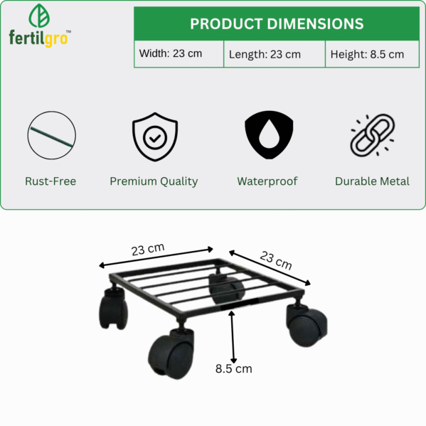 FERTILGRO Single Pot Stands with Wheels (Pack of 4) - Image 3