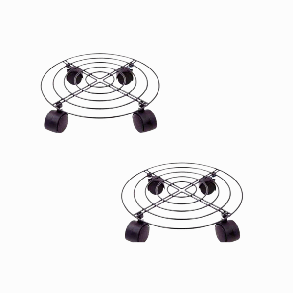 FERTILGRO Round Black Plant Stand with Wheels (Pack of 4) - Image 2