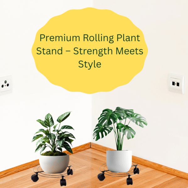 FERTILGRO Round Black Plant Stand with Wheels (Pack of 4) - Image 3