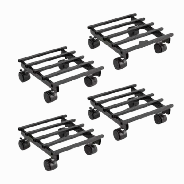 FERTILGRO Premium Square Metal Plant Stand with Wheels (Pack of 4)