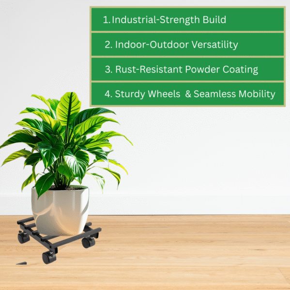 FERTILGRO Premium Square Metal Plant Stand with Wheels (Pack of 4) - Image 4