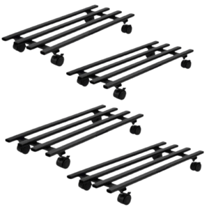 FERTILGRO Modern Square Black Tube Plant Stand with Wheels (Pack of 4)